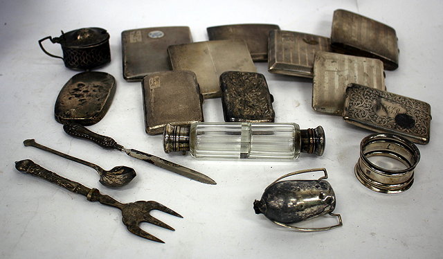 Appraisal: SEVEN VARIOUS SOLID SILVER CIGARETTE CASES together with a silver