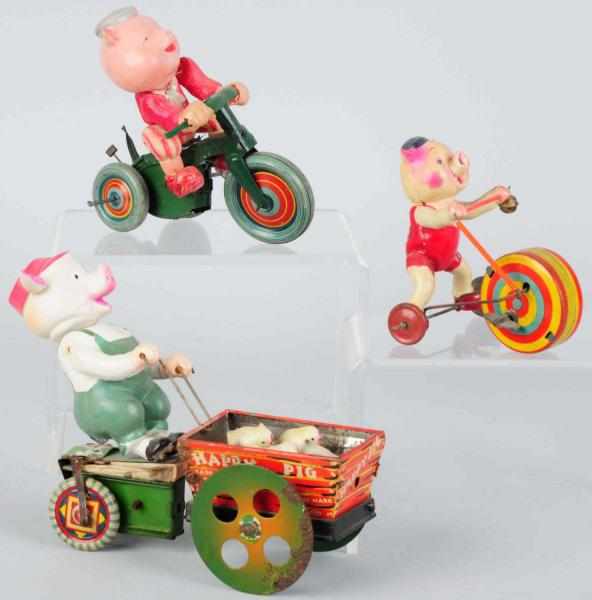 Appraisal: Lot of Celluloid Pig Toys Japanese Includes one unusual pig