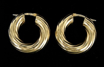 Appraisal: A Pair of Hollow Hoop Earrings A pair of hollow