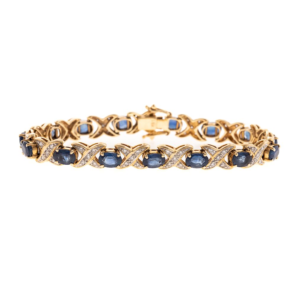 Appraisal: A Sapphire Diamond X Link Bracelet in K K yellow