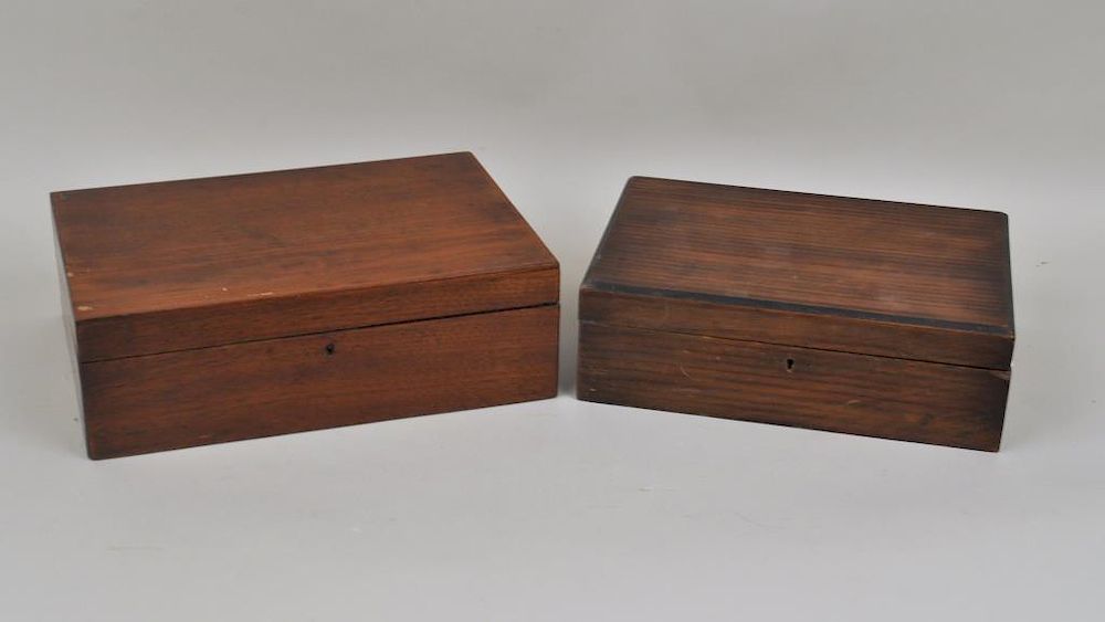 Appraisal: Two Similar Small Mahogany Lap Desks with multiple interior compartments