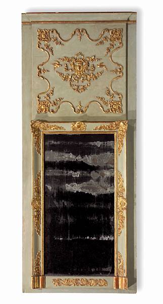 Appraisal: A Louis XVI style painted and parcel gilt trumeau mirror