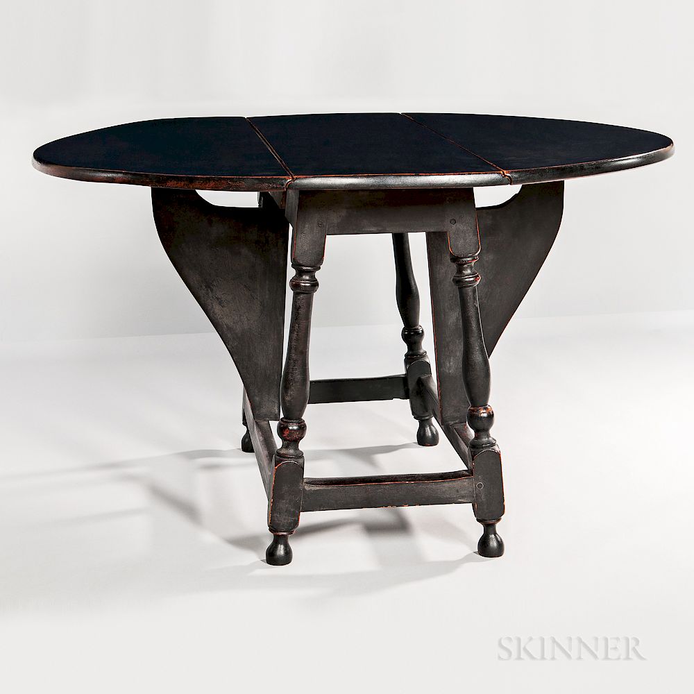 Appraisal: Black-painted Maple and Pine Butterfly Table Black-painted Maple and Pine