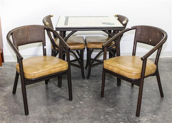 Appraisal: Sale Lot A Bamboo Outdoor Dining Set comprising a table