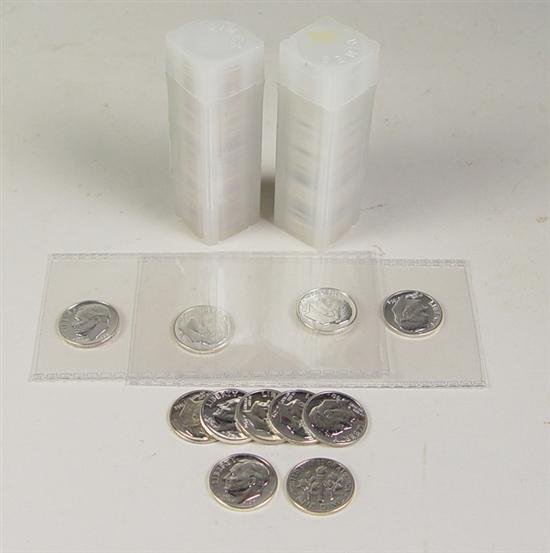 Appraisal: Two Rolls of Proof Silver Roosevelt Dimes Dates mostly -