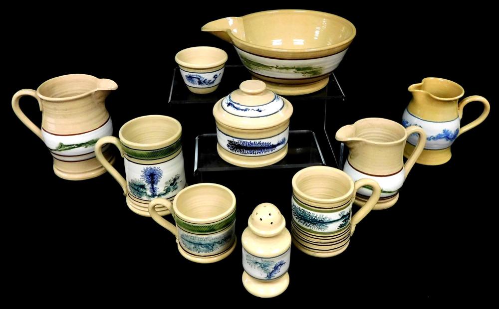 Appraisal: Ten pieces of th C Yellowware East Knoll Pottery Torrington