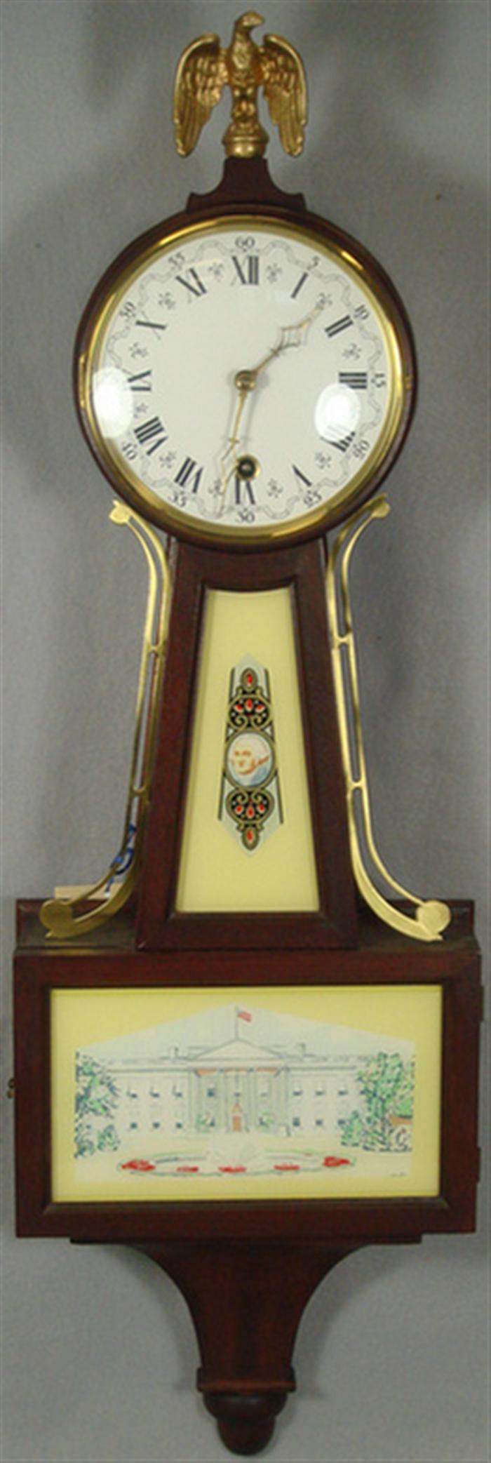 Appraisal: Modern mahogany banjo clock time only George Washington in throat