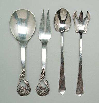 Appraisal: Arts Crafts Danish style sterling flatware salad set with Danish