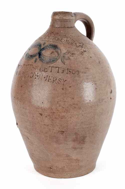 Appraisal: New Jersey stoneware jug dated incised Liberty Forevr Warne Letts