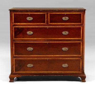 Appraisal: George III style mahogany chest satinwood banded top and drawers