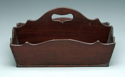 Appraisal: Dovetailed cutlery box beveled dovetailed construction cutout carrying handle British