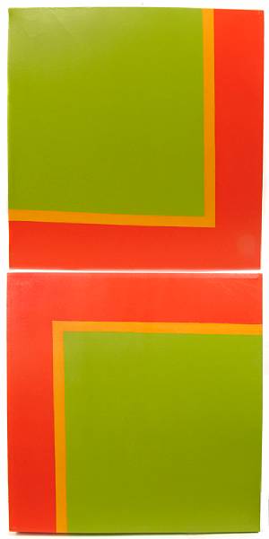 Appraisal: David Bolduc Canadian born Red Beam diptych unsigned each oil