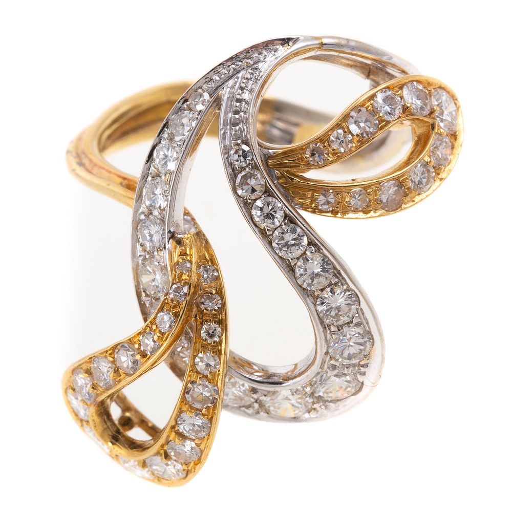 Appraisal: A Diamond Paisley Ring in K K yellow and white