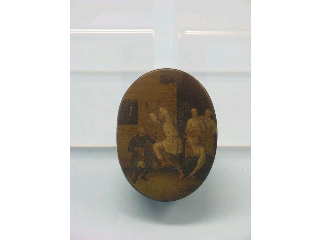 Appraisal: A th century Russian papier mache snuff box oval-shape hinged