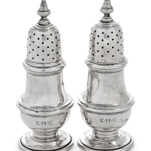 Appraisal: A Pair of Tiffany Co English Silver Casters London of