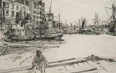 Appraisal: James Abbott McNeill Whistler American - Eagle Wharf Etching on