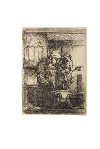 Appraisal: REMBRANDT VAN RIJN The Goldsmith Etching and drypoint x mm