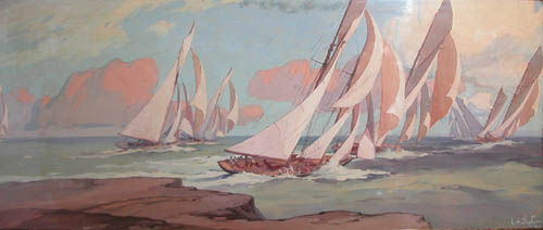 Appraisal: Maritime Scene Shafer L A American - Gouache on fiber