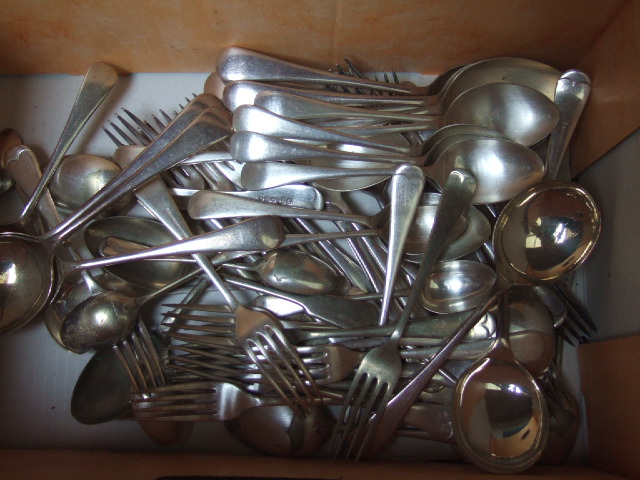 Appraisal: A quantity of mostly Old English pattern plated table flatware