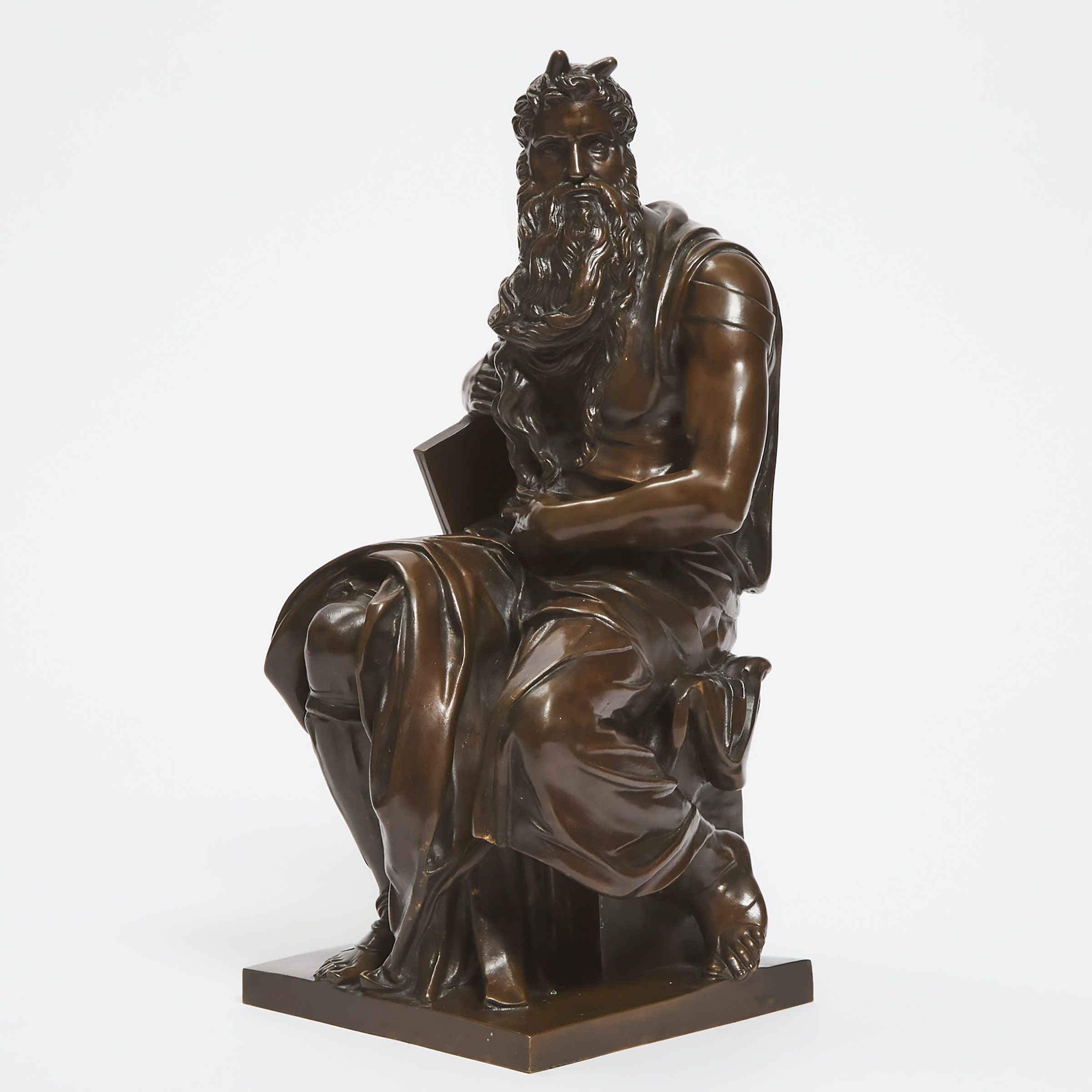 Appraisal: Ferdinand Barbedienne Patinated Bronze Model of Moses after Michelangelo th