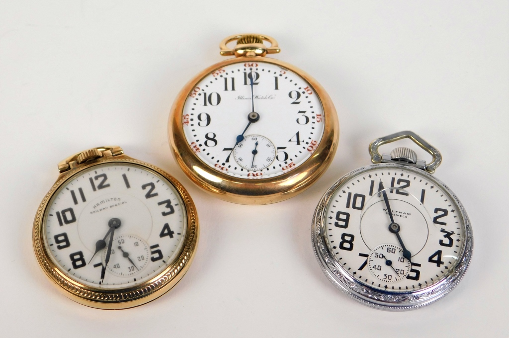 Appraisal: ASSORTED AMERICAN POCKET WATCHES Massachusetts IllinoisLate th-Early th CenturyIncludes a