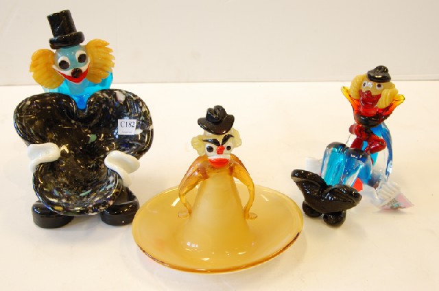 Appraisal: GROUP OF THREE MURANO GLASS CLOWN FIGURES