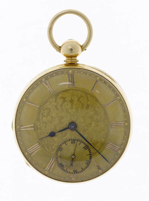 Appraisal: A VICTORIAN CT GOLD LEVER WATCH the engraved dial with