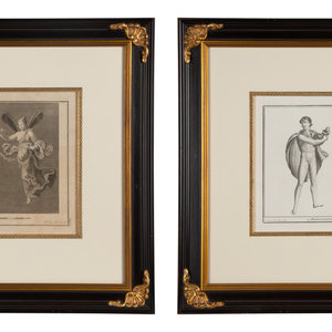 Appraisal: A Pair of Italian Engravings in Parcel Gilt and Ebonized