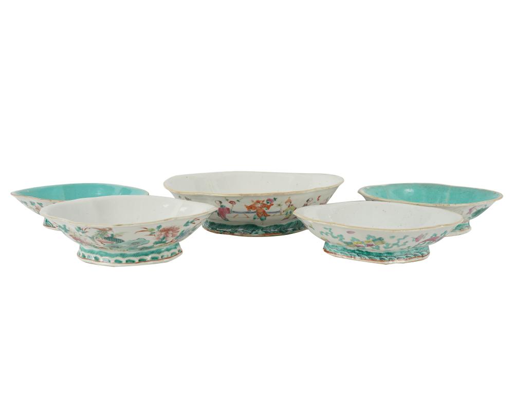 Appraisal: FIVE CHINESE PORCELAIN OVAL DISHESCondition with chips throughout the smallest