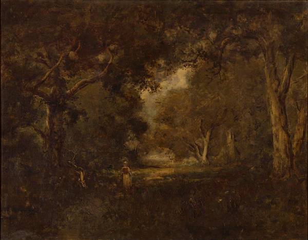 Appraisal: n a William Keith - Forest Clearing with a Figure