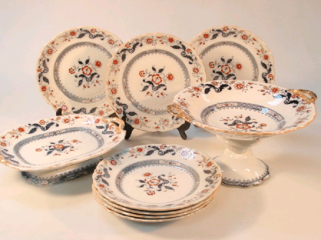 Appraisal: A thC pearlware oriental pattern part dessert service comprising pedestal