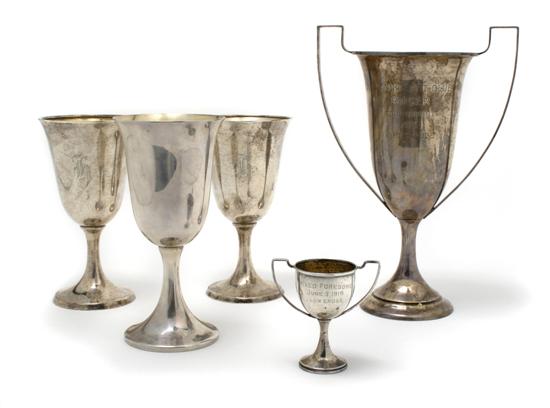 Appraisal: A Collection of Three American Sterling Silver Goblets Height of