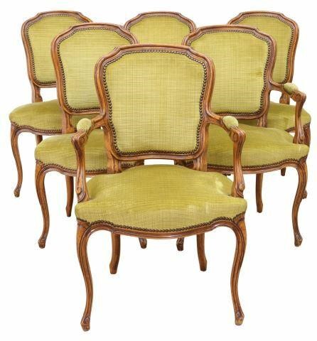 Appraisal: lot of French Louis XV style fruitwood chairs early th