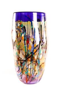 Appraisal: John Gerletti Large Hand Blown Purple Glass Vase John Gerletti