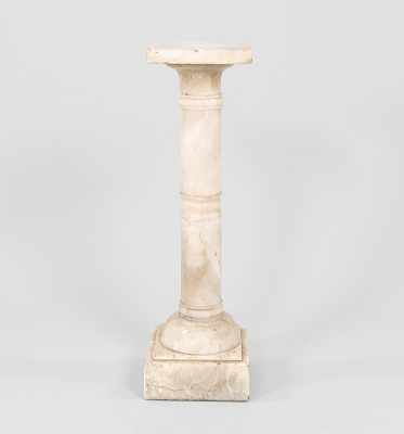 Appraisal: A White Marble Pedestal In two parts with an squared