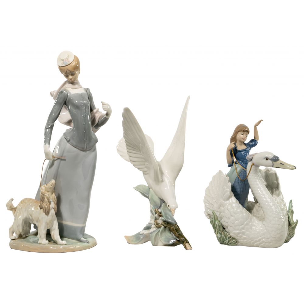 Appraisal: LLADRO FIGURINE ASSORTMENT items including Swan and the Princess retired