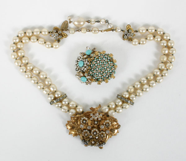 Appraisal: Miriam Haskell two pc including double Baroque pearl necklace with