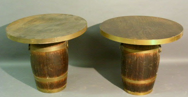 Appraisal: Pair of English wood wine casks with brass mounts made