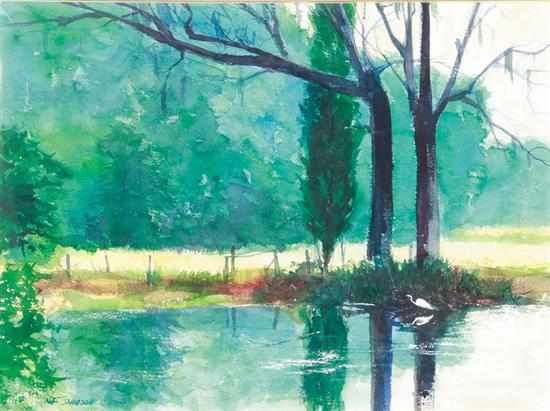 Appraisal: William Jameson South Carolina b SWAMP SCENE WITH EGRET watercolor