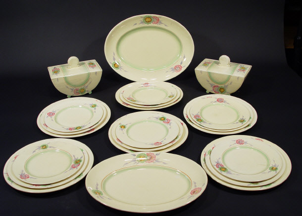 Appraisal: Clarice Cliff Biarritz six place dinner service hand painted with