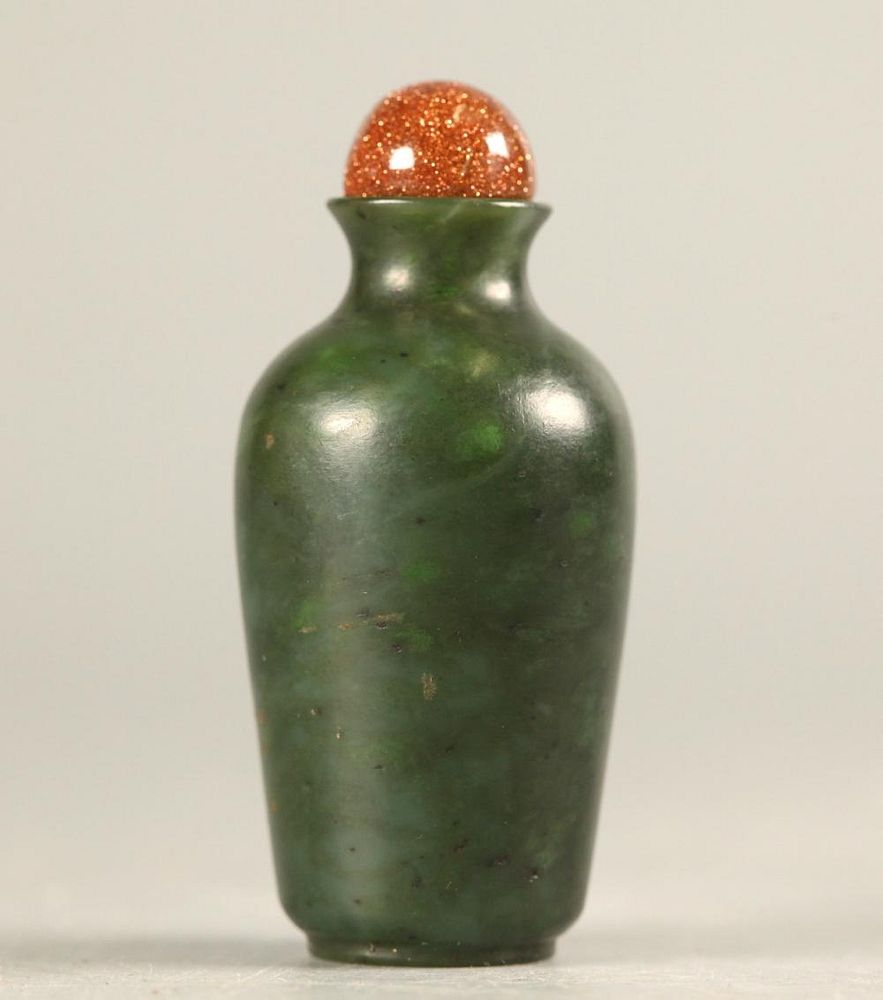 Appraisal: Chinese spinach jade snuff bottle possibly th c overall in