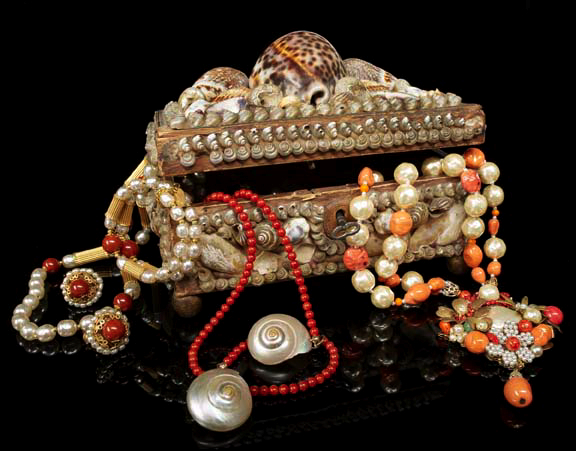 Appraisal: Miriam Haskell Faux Pearl and Coral Necklace and Bracelet ca