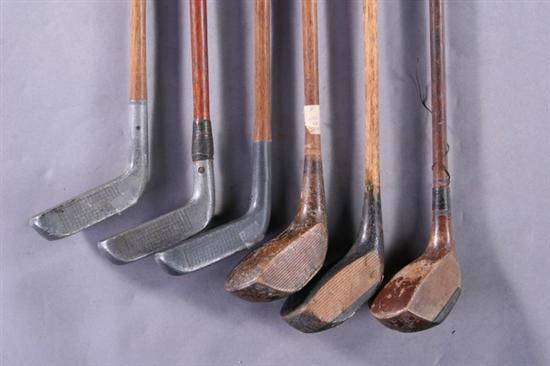 Appraisal: SIX GOLF CLUBS INCLUDING THREE RAY-MILLS MODEL ALUMINUM HEAD PUTTERS