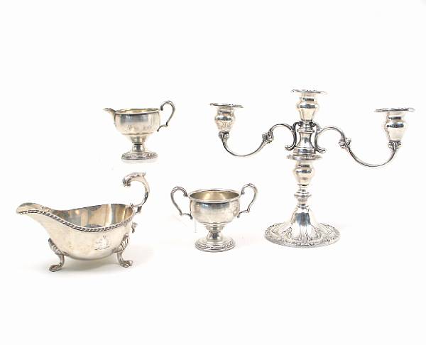 Appraisal: A group of weighted sterling and plated table articles Comprising