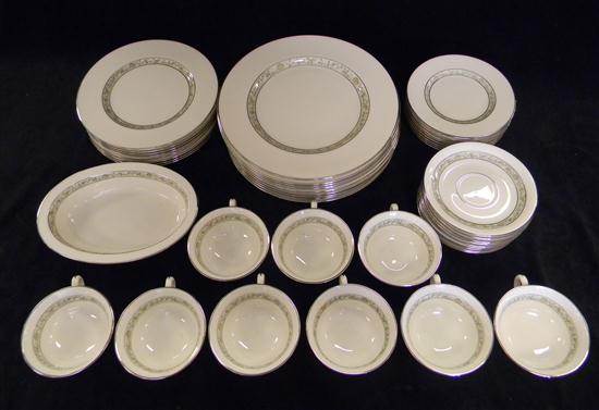 Appraisal: Lenox china Springdale forty-four pieces white with silver trim and