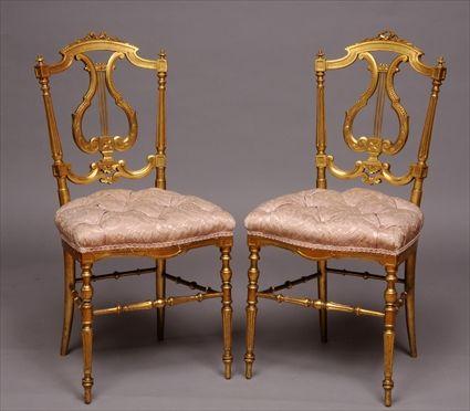 Appraisal: PAIR OF SECOND EMPIRE CARVED GILTWOOD SIDE CHAIRS IN THE