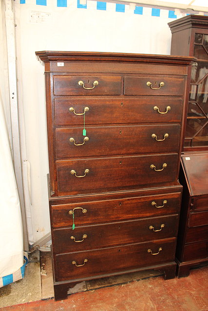 Appraisal: A GEORGE III OAK TALLBOY with two short and six