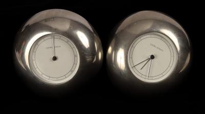 Appraisal: Georg Jensen a pewter circular clock and matching barometer thermometer