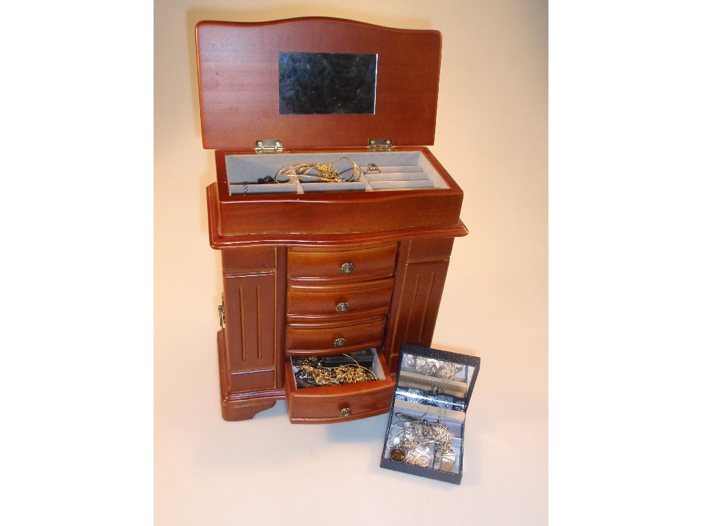 Appraisal: A jewellery box and contents of costume jewellery