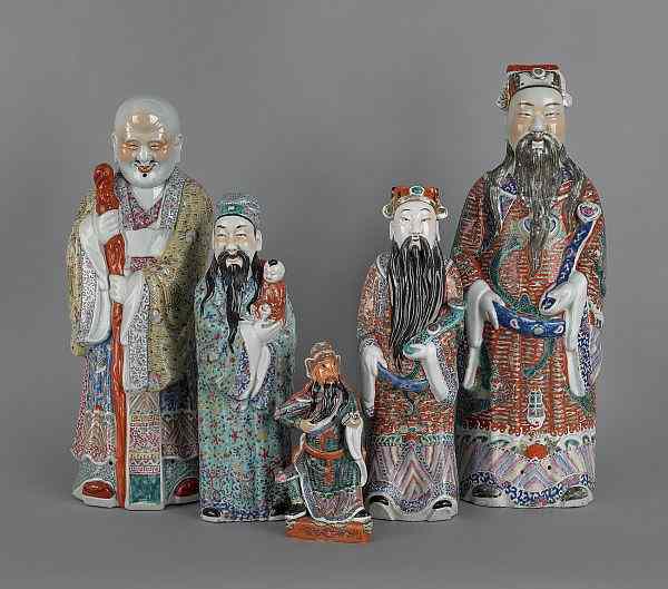 Appraisal: Five Chinese porcelain figures of scholars tallest -